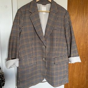 H&M brown plaid blazer